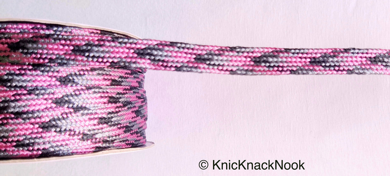 Wholesale Pink / Silver / Light Pink And Grey Thread Lace Trim, Basket Weave, Friendship Bracelet