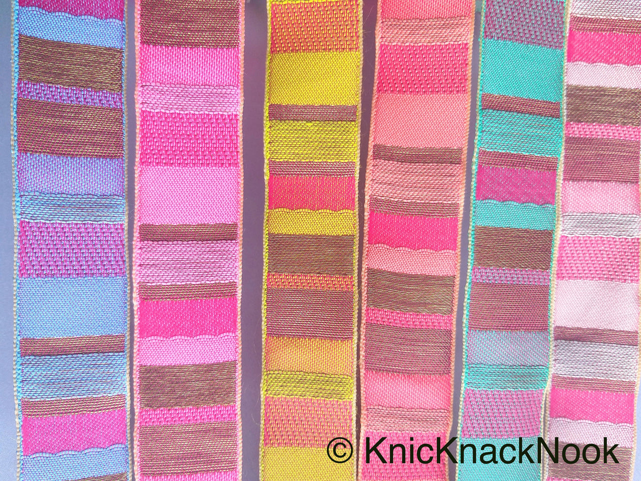 Pink Stripes Jacquard Weave Lace Trim, Stripes Trim, Approx. 30mm wide Trim By 9 Yards Wholesale Trimming Decorative Trim Costume Trim