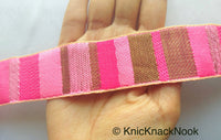 Thumbnail for Pink Stripes Jacquard Weave Lace Trim, Stripes Trim, Approx. 30mm wide Trim By 9 Yards Wholesale Trimming Decorative Trim Costume Trim