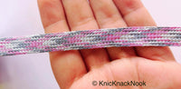 Thumbnail for Wholesale Pink / Silver / Light Pink And Grey Thread Lace Trim, Basket Weave, Friendship Bracelet