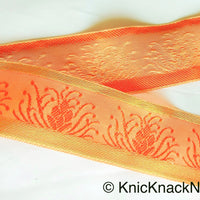 Thumbnail for Orange / Green / Blue And Bronze Embroidered Trim, One Yard Trim, Jacquard Trim