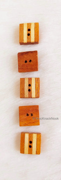 Thumbnail for Brown Square Wood Buttons