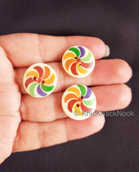 Thumbnail for Multicoloured Windmill Print Round Wood Buttons