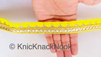 Thumbnail for Gold Zari Trim, Embroidered Trim In Yellow / Green / Royal Blue / Lemon Yellow / Black / Blue / Pink,  Approx. 24mm wide