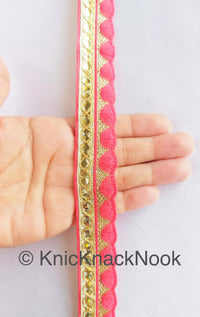 Thumbnail for Gold Zari Trim, Embroidered Trim In Yellow / Green / Royal Blue / Lemon Yellow / Black / Blue / Pink,  Approx. 24mm wide