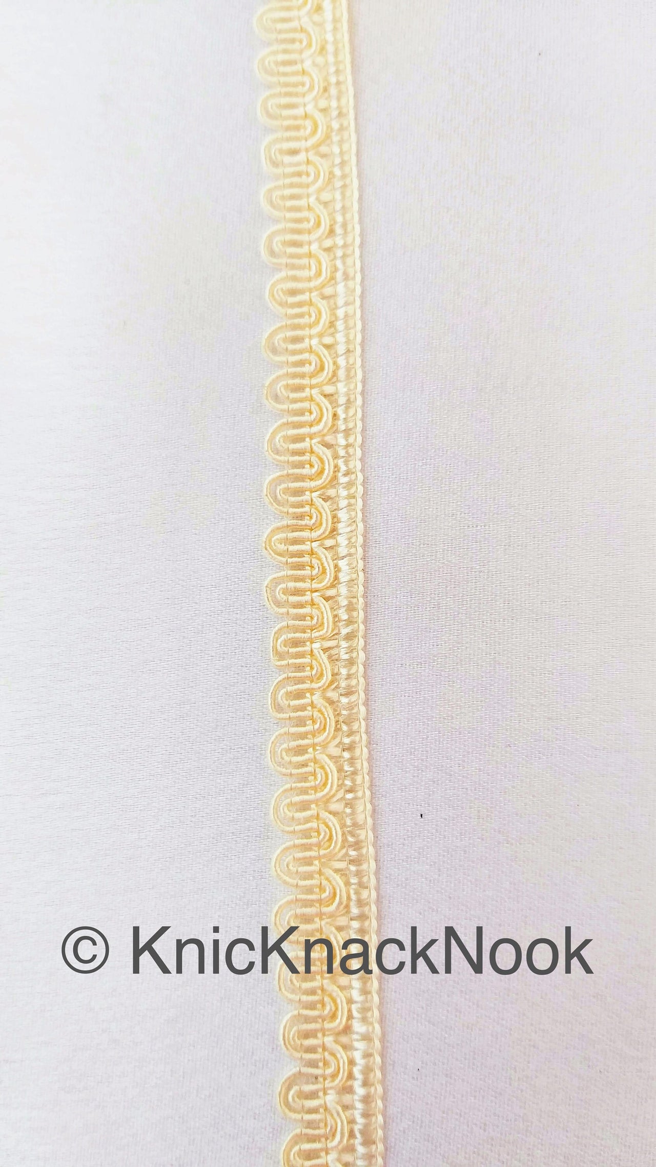 Wholesale Beige Thread Woven Trim Embellished, Fringe Trim, Approx. 10 mm wide