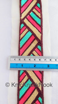 Thumbnail for Wholesale Beige Net With Beige, Pink, Green And Brown Embroidery