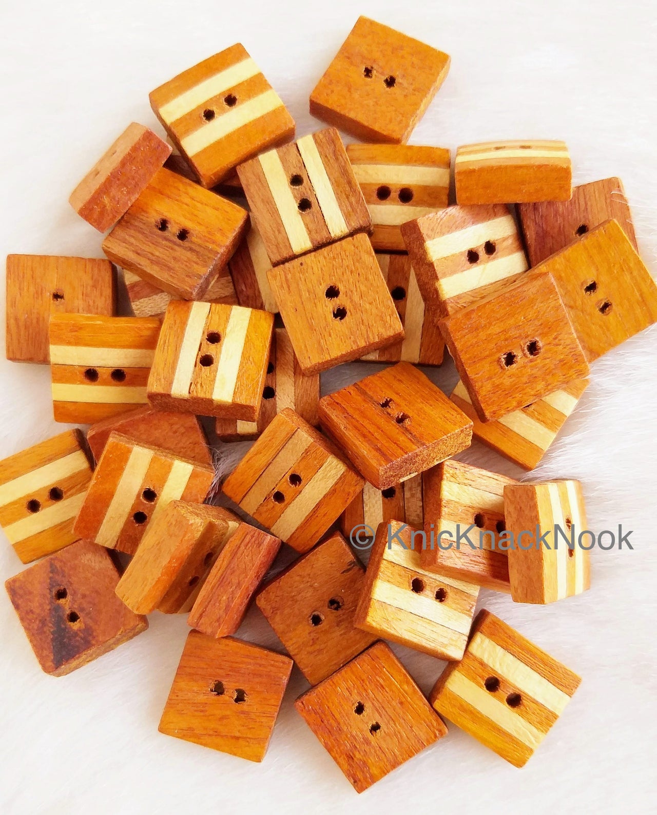 Brown Square Wood Buttons