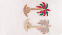 Thumbnail for Coconut Tree Applique Hand Embroidered In Bullion Wire (Zardozi), Red, Green and Gold Motif