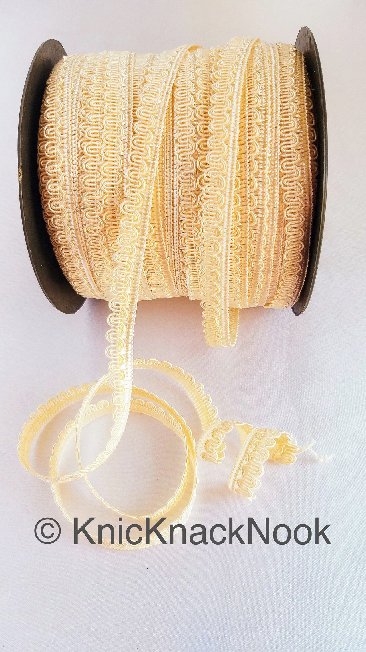 Wholesale Beige Thread Woven Trim Embellished, Fringe Trim, Approx. 10 mm wide