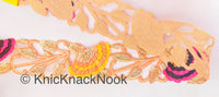 Thumbnail for Wholesale Peach Indian Beaded Lace Trim, Handmade, Sequins Trim