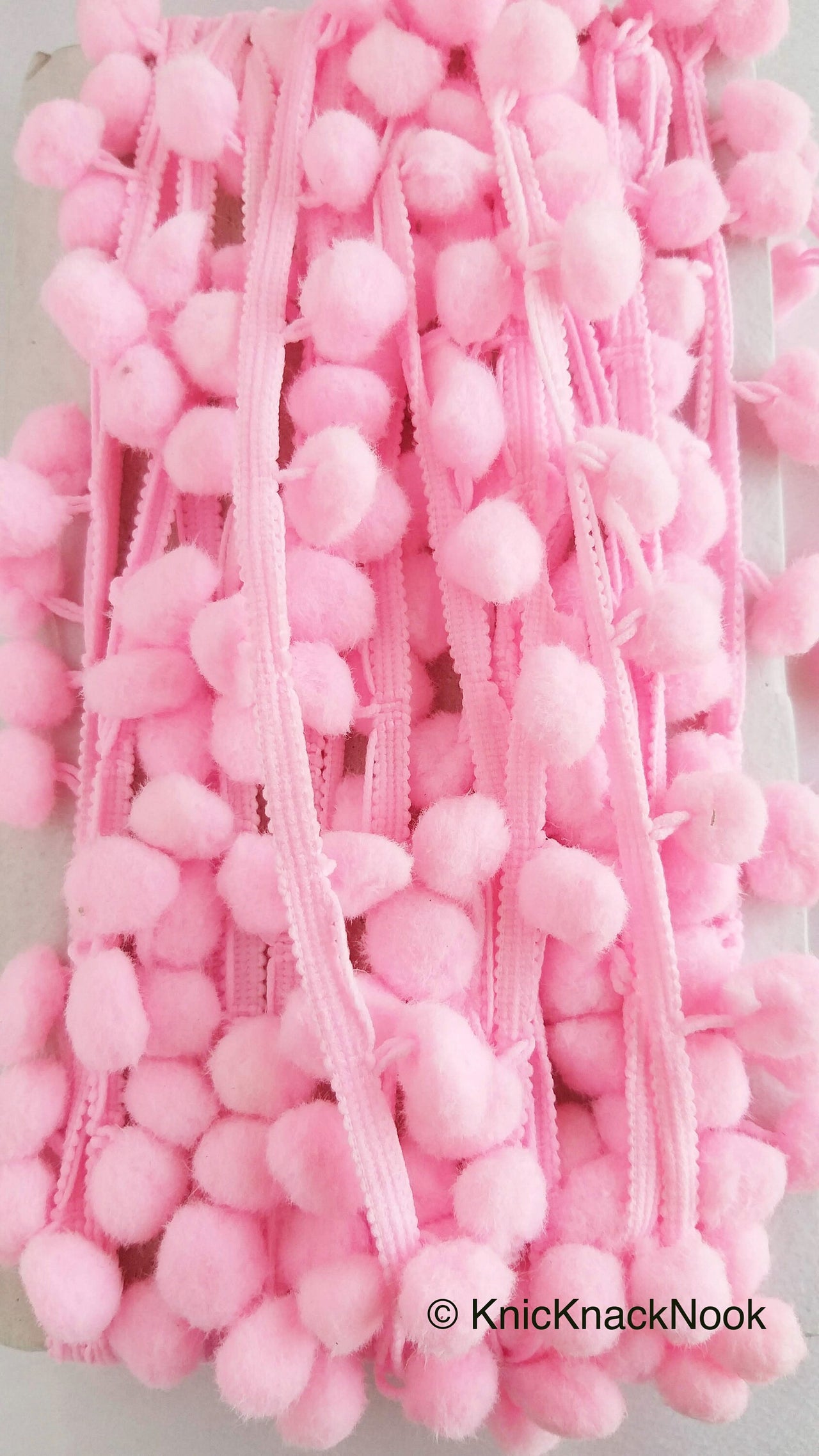 Pink Pom Pom Fringe Trim, Pompom Trimming, Tassels