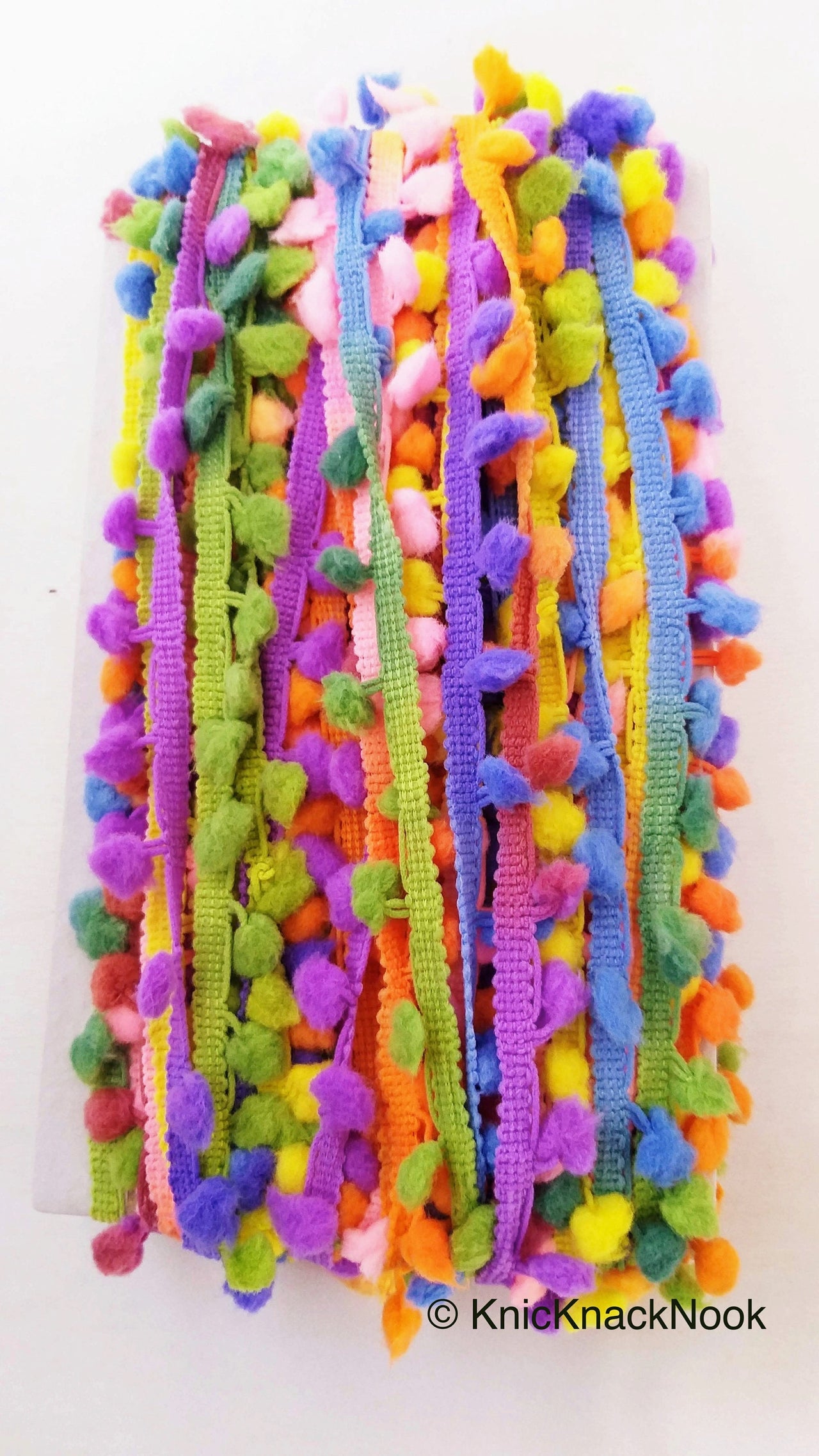 Multicoloured Pom Pom Fringe Trim, Pompom Trimming, Tassels