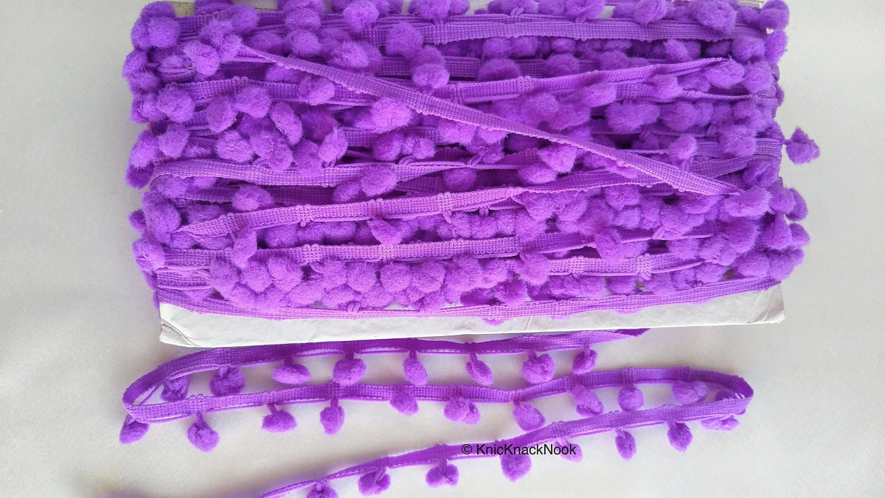 9 Yards x Wholesale Purple Pom Pom Fringe Trim, Pompom Trimming, Tassels