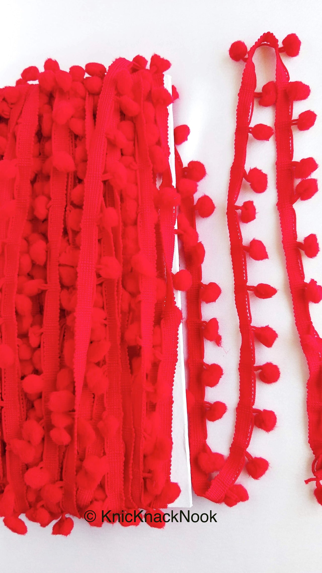 Red Pom Pom Fringe Trim, Pompom Trimming, Tassels