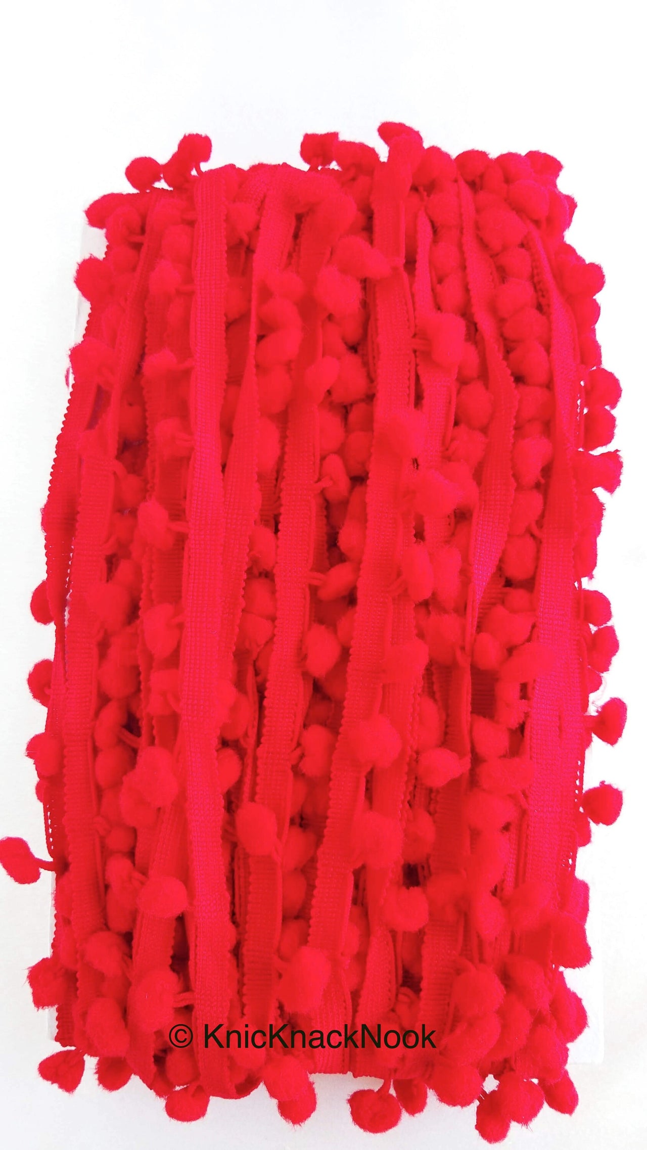 Red Pom Pom Fringe Trim, Pompom Trimming, Tassels