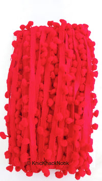 Thumbnail for Red Pom Pom Fringe Trim, Pompom Trimming, Tassels