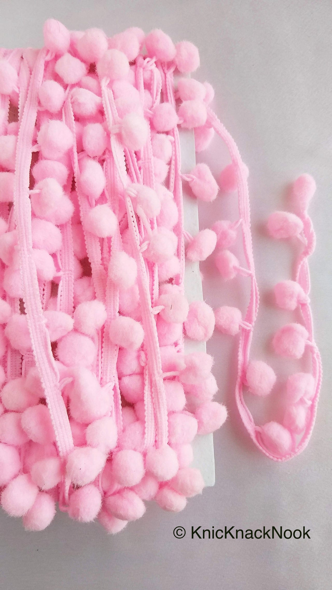 Pink Pom Pom Fringe Trim, Pompom Trimming, Tassels