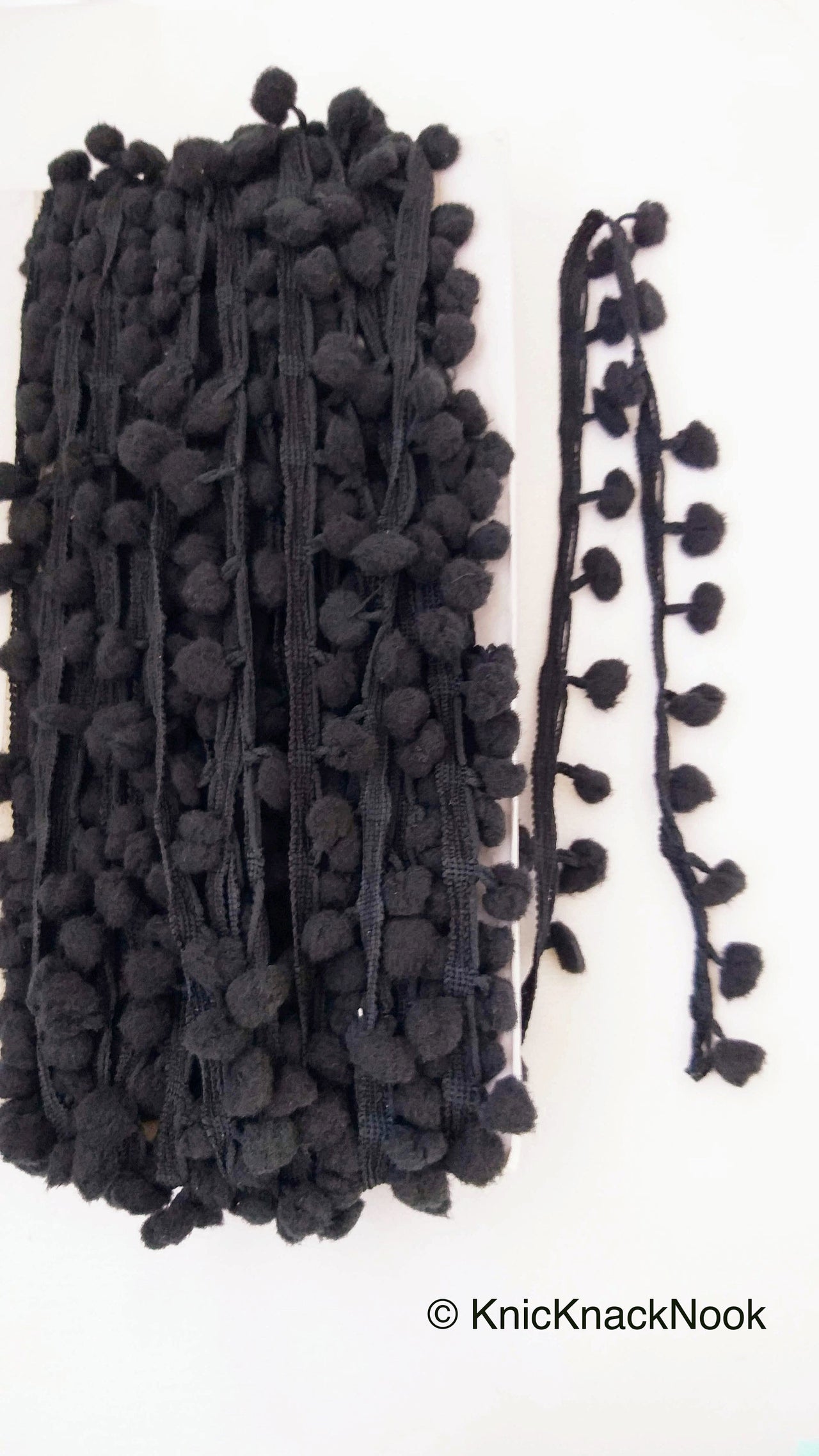 Black Pom Pom Fringe Trim, Pompom Trimming, Tassels