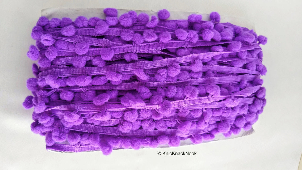 9 Yards x Wholesale Purple Pom Pom Fringe Trim, Pompom Trimming, Tassels