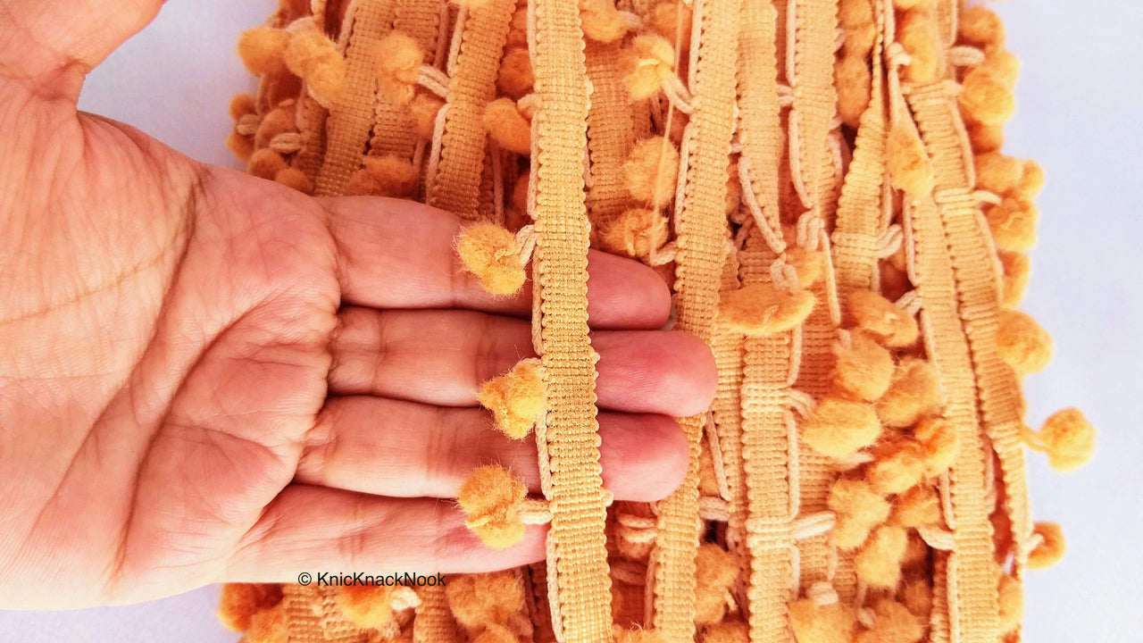 Brown Pom Pom Fringe Trim, Pompom Trimming, Tassels