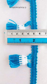 Thumbnail for Blue and White Tassel With Blue Thread Lace Trim, Fringe Trim, Tassels