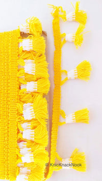 Thumbnail for Yellow and White Tassel With Yellow Thread Lace Trim, Fringe Trim, Tassels