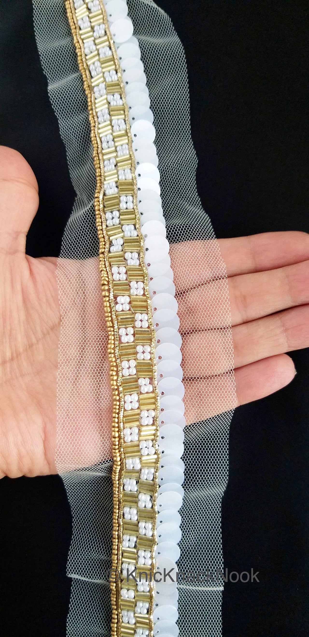 Wholesale White Net Lace, Exclusive Laces, Sequinned Trimming