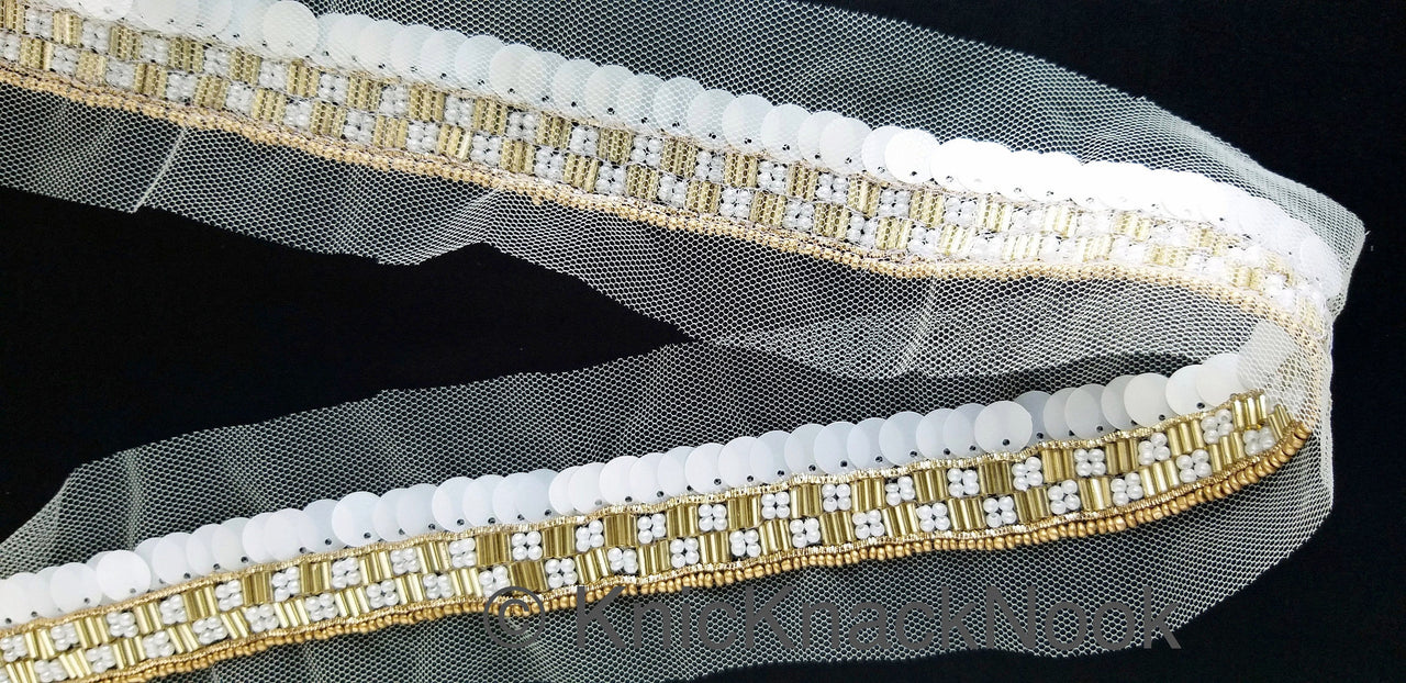 Wholesale White Net Lace, Exclusive Laces, Sequinned Trimming