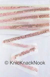 Thumbnail for White Net Lace With Pink and Gold Sequins Lace Trim, Approx. 34mm Wide, Sequin Lace