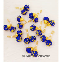 Thumbnail for Royal Blue Tassels Art Silk Fabric Balls Bunch, Latkan, Embellishments