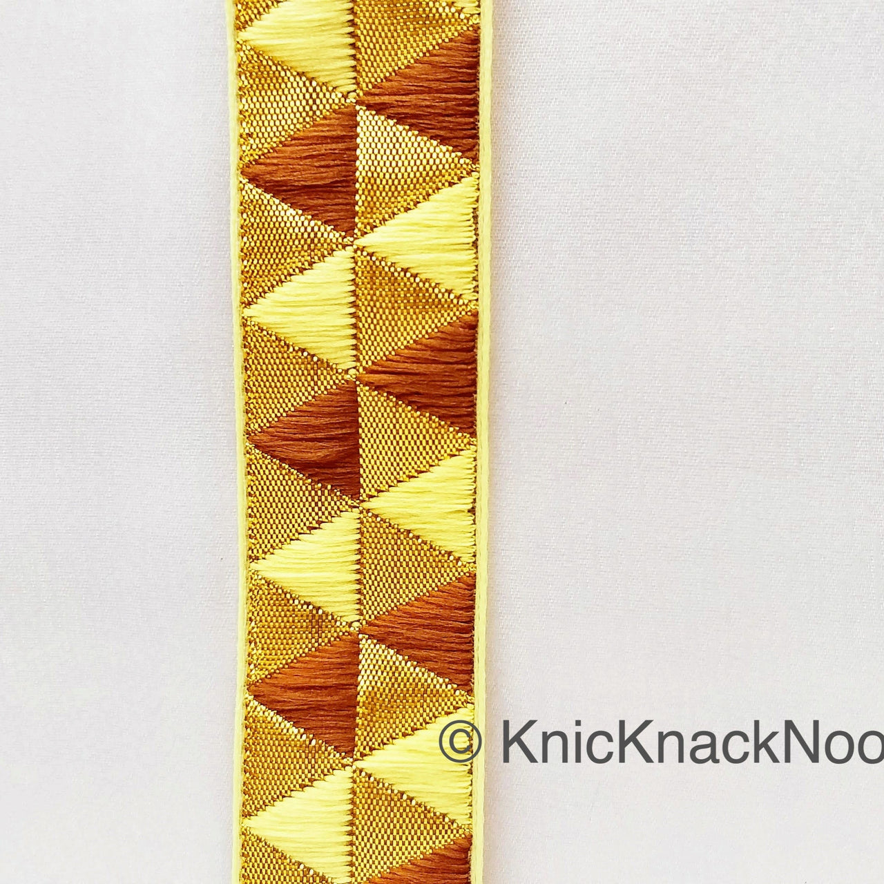 Brown and Gold Jacquard Weaving Trim, Trim By 2 Yards, Craft Decorative Ribbon