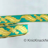 Thumbnail for 3 Yards Green Jacquard Weave Trim, Indian Sari Border, Trim By 3 Yards