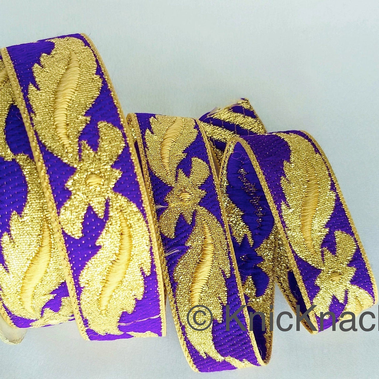 3 Yards Purple Jacquard Weave Trim, Indian Sari Border, Trim By 3 Yards