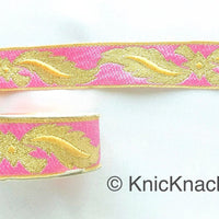 Thumbnail for 3 Yards Pink Jacquard Weave Trim, Indian Sari Border, Trim By 3 Yards