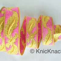 Thumbnail for 3 Yards Pink Jacquard Weave Trim, Indian Sari Border, Trim By 3 Yards