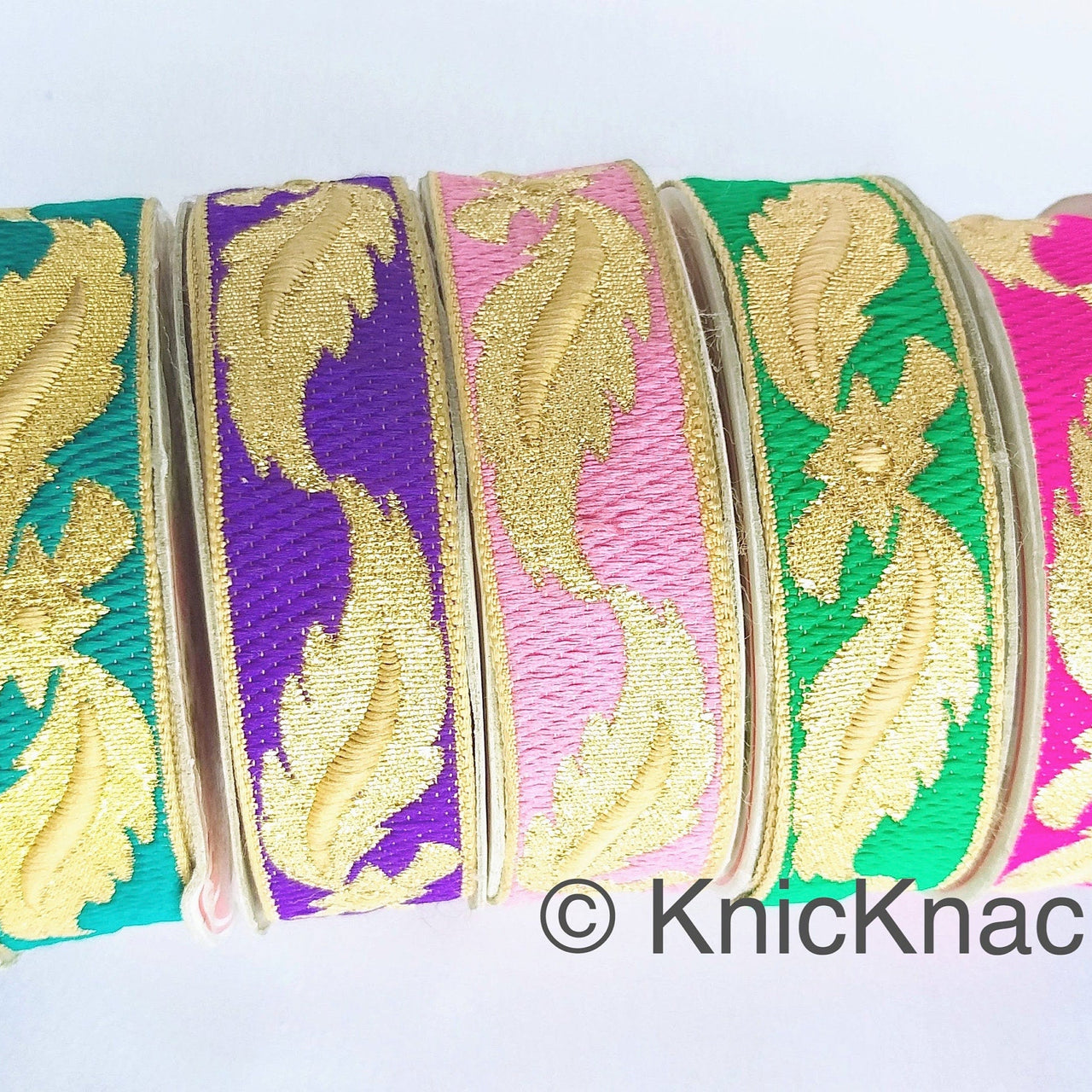 3 Yards Pink Jacquard Weave Trim, Indian Sari Border, Trim By 3 Yards