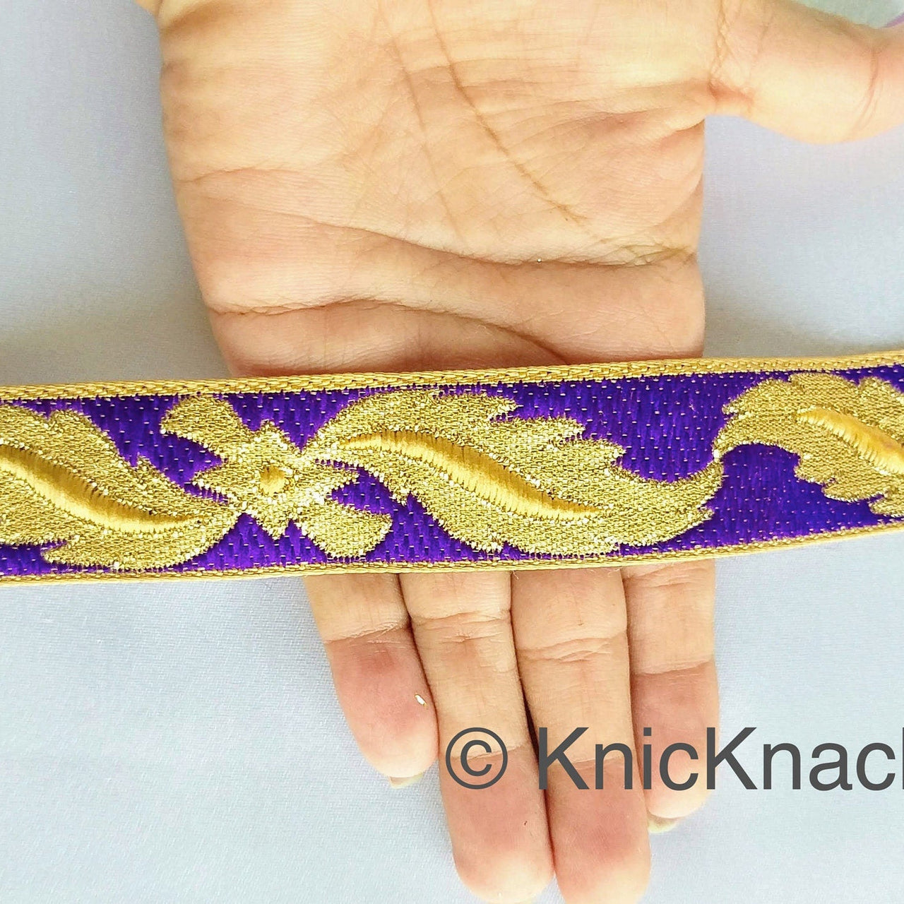 3 Yards Purple Jacquard Weave Trim, Indian Sari Border, Trim By 3 Yards