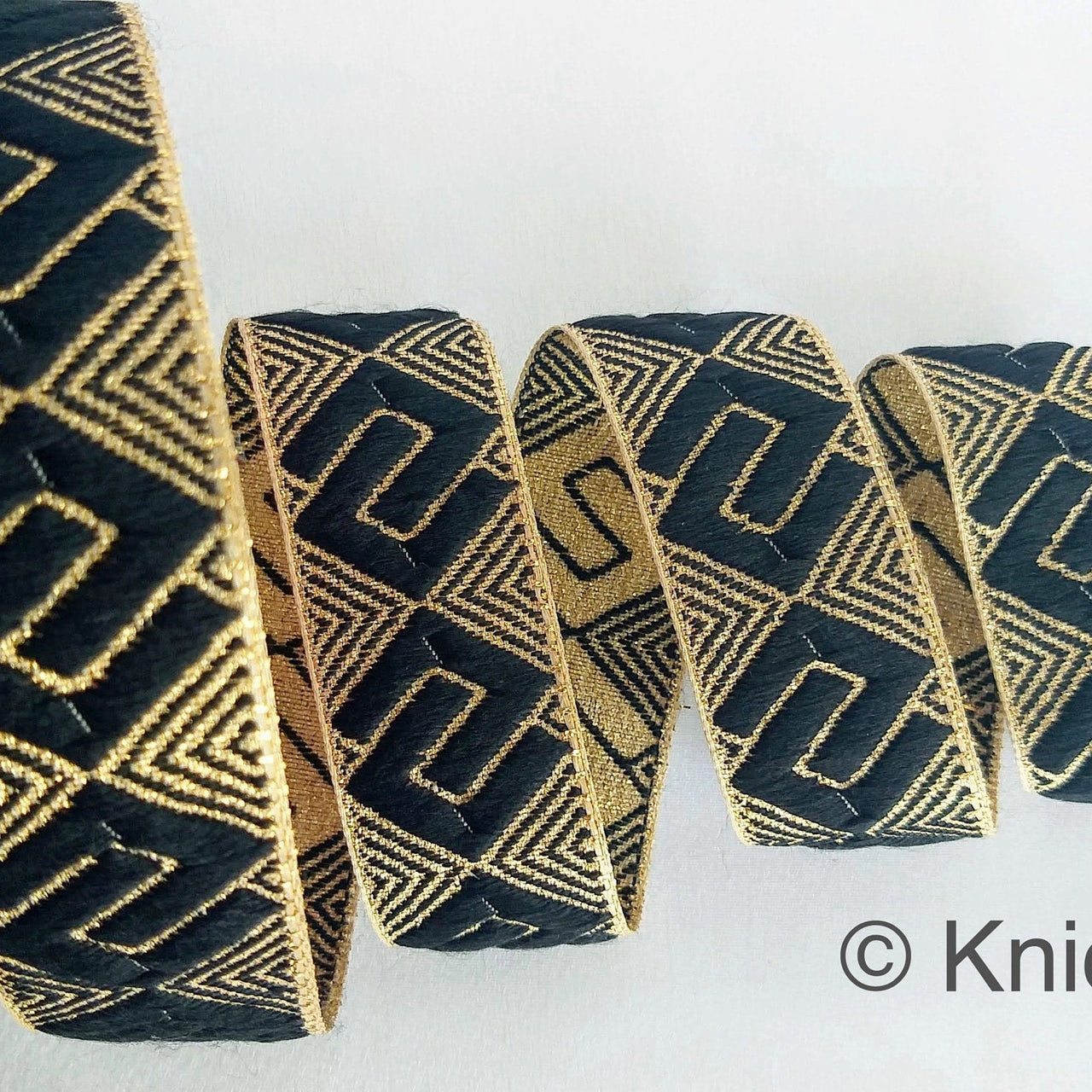 Greek Key Jacquard Trim, Approx 28mm Wide, Decorative Trim