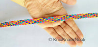 Thumbnail for Multicoloured Braid Trim, Approx. 8mm wide, Upholstery Trim, Rainbow Braided Trim