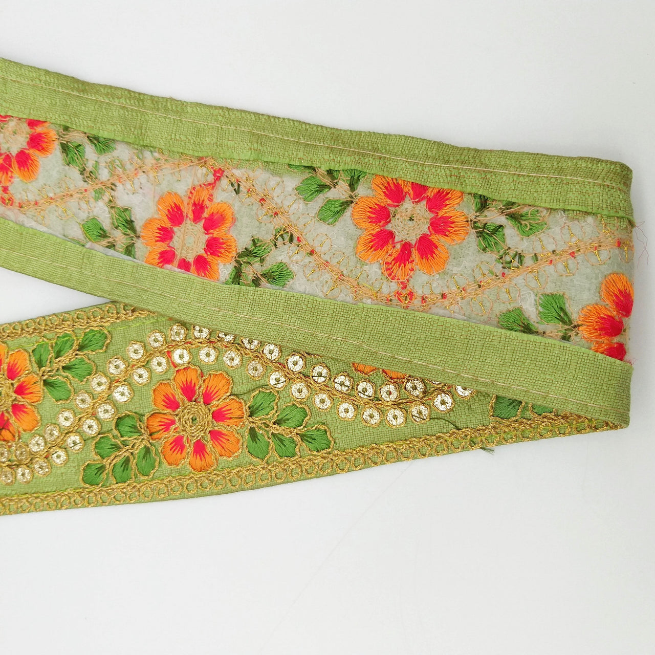 Green Art Silk Trim