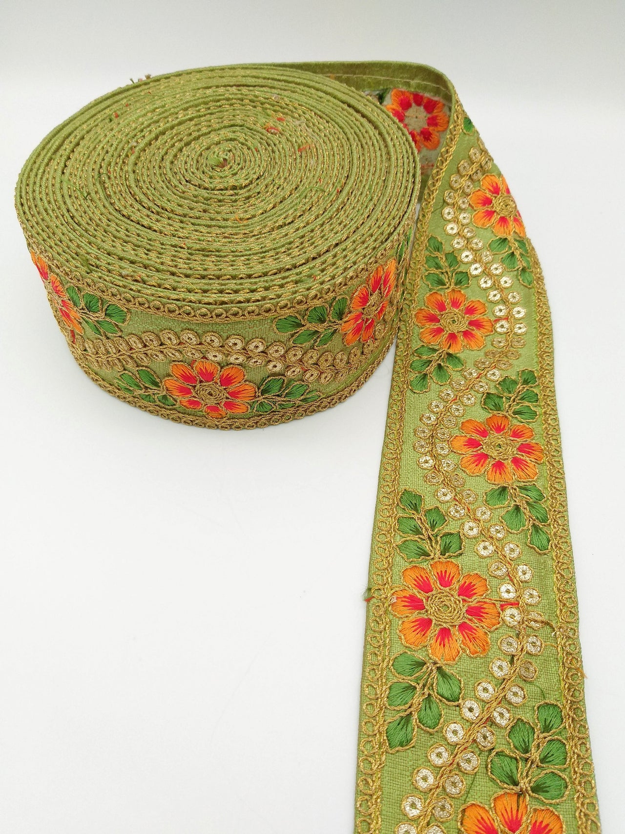 Green Art Silk Trim