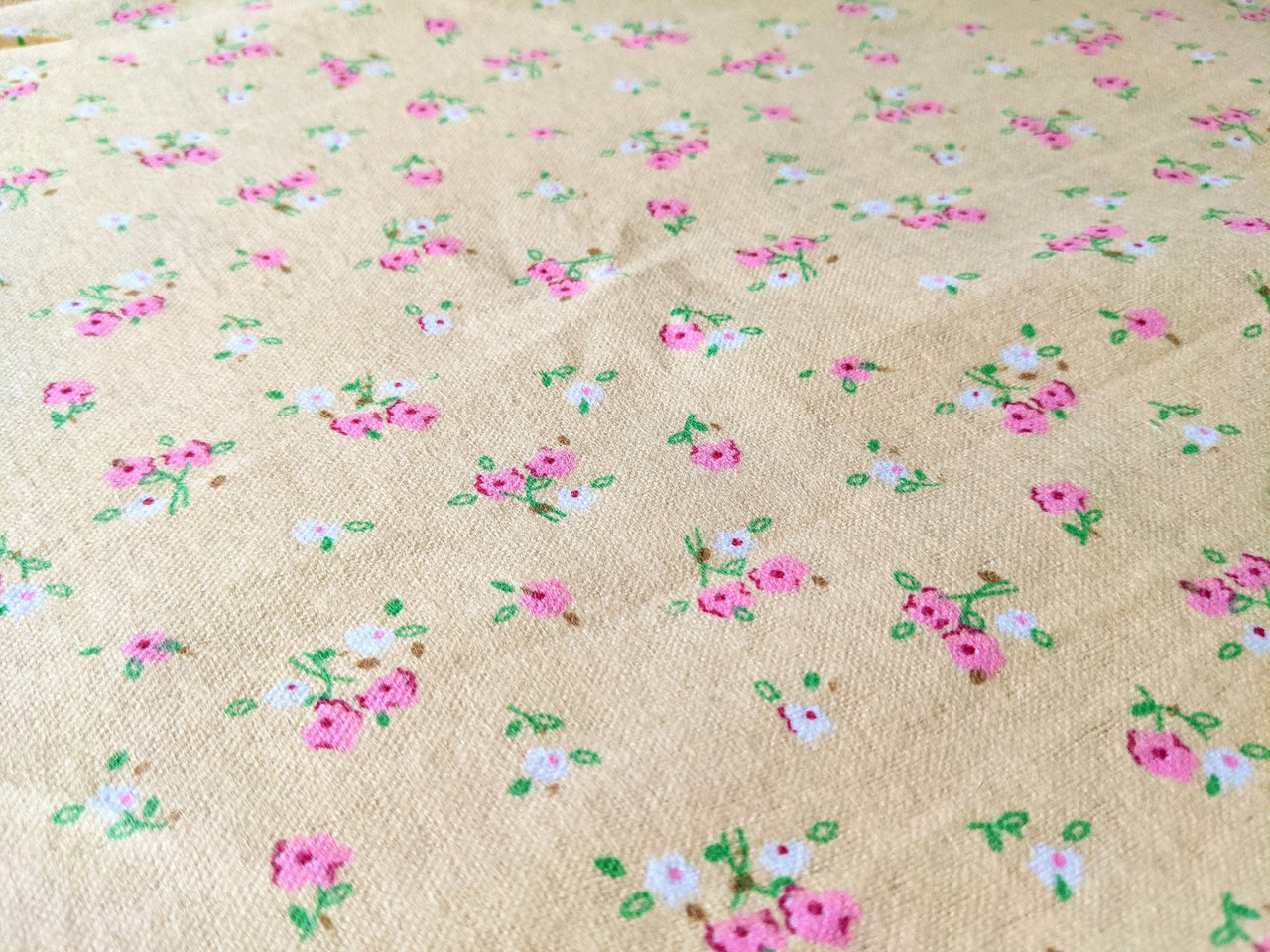 Yellow Small Flowers Winceyette Brushed Cotton Fabric, Pink and White Small Flowers Fabric, Small Flower Fabric