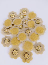 Thumbnail for 5 Light Brown Floral Applique, Sequins and Rhinestone Appliques, Headband Applique