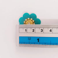 Thumbnail for 5 Teal Blue Floral Applique, Sequins and Rhinestone Appliques, Headband Applique