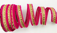 Thumbnail for Fuchsia Pink Tassels Trim, Gold Fringe Trim, Beaded Trim