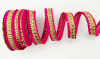 Thumbnail for Fuchsia Pink Tassels Trim, Gold Fringe Trim, Beaded Trim