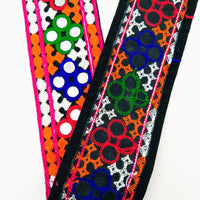 Thumbnail for Black Cotton Fabric Trim with Multicolor Embroidery and Real Mirror, Kutch Embroidery Trim, Mirror Lace