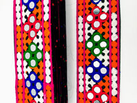 Thumbnail for Black Cotton Fabric Trim with Multicolor Embroidery and Real Mirror, Kutch Embroidery Trim, Mirror Lace