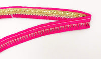 Thumbnail for Fuchsia Pink Tassels Trim, Gold Fringe Trim, Beaded Trim